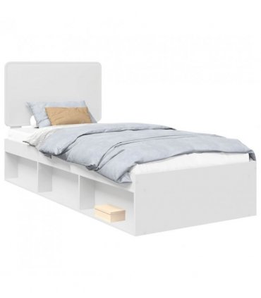 vidaXL Bed Frame with Headboard White 90 x 190 cm Solid Pine Wood — V0672009471