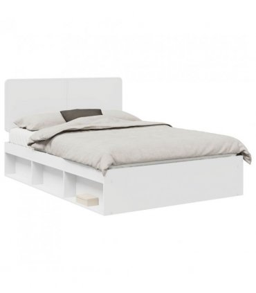 vidaXL Bed Frame with Headboard White 150 x 200 cm Solid Pine Wood — V0672009477