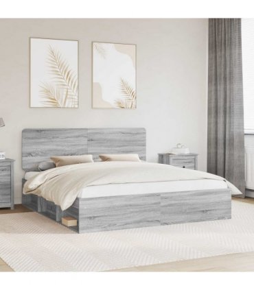 vidaXL Bed Frame Grey Sonoma 180 x 200 cm Solid Pine Wood — V0672009479