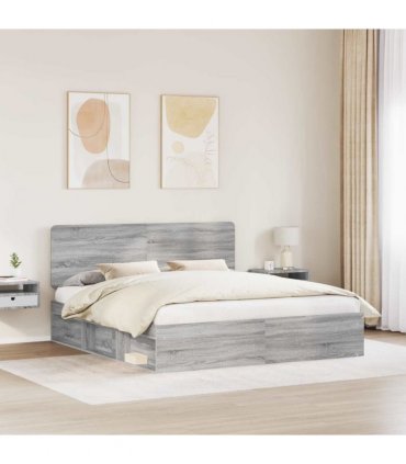 vidaXL Bed Frame Grey Sonoma 180 x 200 cm Solid Pine Wood — V0672009479