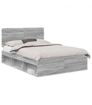 vidaXL Bed Frame Grey Sonoma 140 x 190 cm Solid Pine Wood — V0672009482
