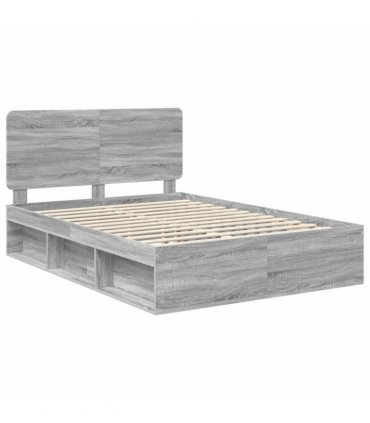 vidaXL Bed Frame Grey Sonoma 140 x 190 cm Solid Pine Wood — V0672009482