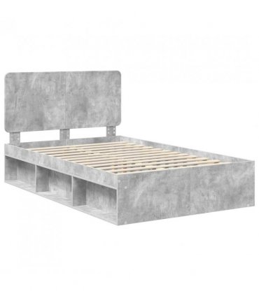 vidaXL Bed Frame with Headboard Concerte 120 x 190 cm Solid Pine Wood — Colour: Concrete grey — V0672009483