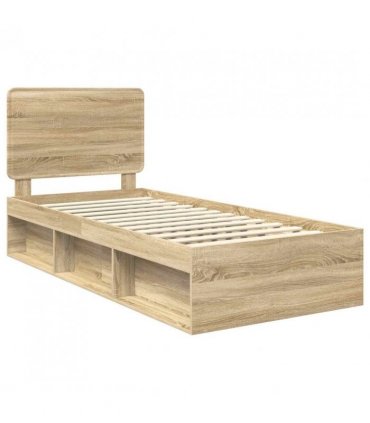 vidaXL Bed Frame with Headboard Sonoma 100 x 200 cm Solid Pine Wood — Colour: Sonoma oak — V0672009487