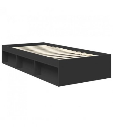 vidaXL Bed Frame with Headboard Black 90 x 190 cm Solid Pine Wood — V0672009493