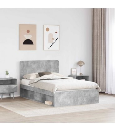 vidaXL Bed Frame with Headboard Concerte 120 x 200 cm Solid Pine Wood — Colour: Concrete grey — V0672009494