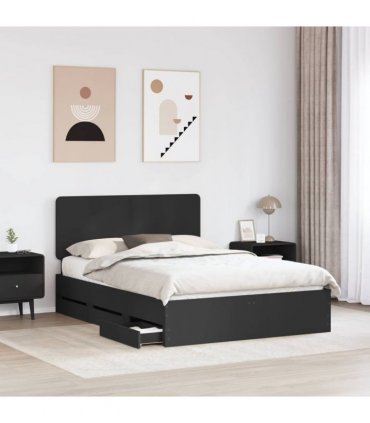 vidaXL Bed Frame with Drawer Black 150 x 200 cm Engineer Wood — V0672009517