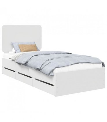 vidaXL Bed Frame with Drawer White 90 x 200 cm Engineer Wood — V0672009537