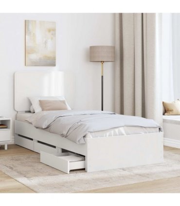 vidaXL Bed Frame with Drawer White 75 x 190 cm Engineer Wood — V0672009540
