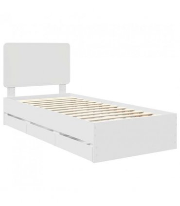 vidaXL Bed Frame with Drawer White 75 x 190 cm Engineer Wood — V0672009540