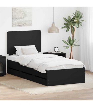 vidaXL Bed Frame with Drawer Black 90 x 200 cm Engineer Wood — V0672009550