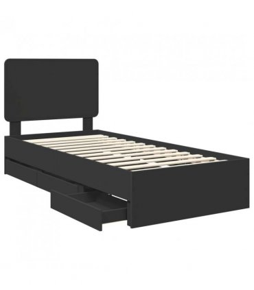 vidaXL Bed Frame with Drawer Black 90 x 200 cm Engineer Wood — V0672009550