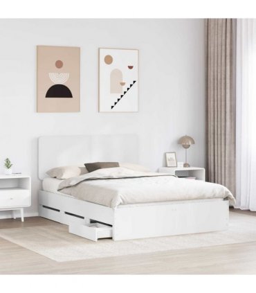 vidaXL Bed Frame with Drawer White 150 x 200 cm Engineer Wood — V0672009583