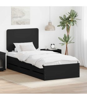 vidaXL Bed Frame with Drawer Black 100 x 200 cm Engineer Wood — V0672009584