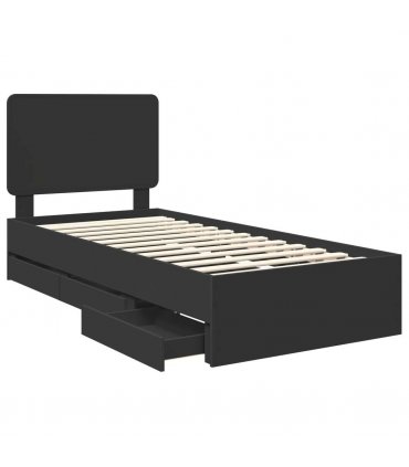 vidaXL Bed Frame with Drawer Black 100 x 200 cm Engineer Wood — V0672009584