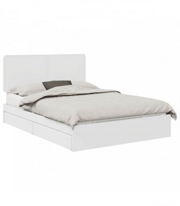 vidaXL Storage Bed with Headboard White 140 x 200 cm Engineered Wood — V0672009601