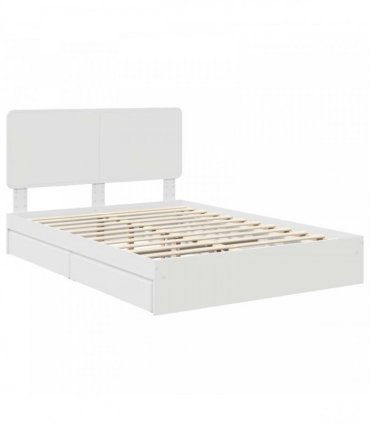 vidaXL Storage Bed with Headboard White 140 x 190 cm Engineered Wood — V0672009602