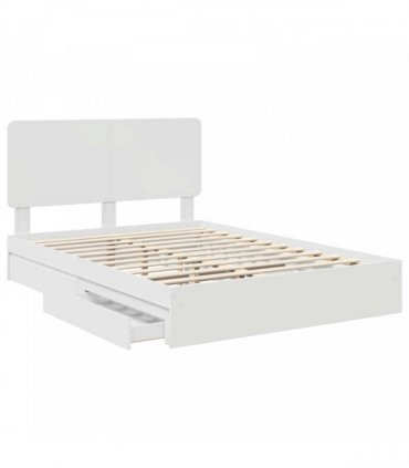 vidaXL Storage Bed with Headboard White 140 x 190 cm Engineered Wood — V0672009602