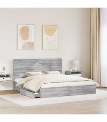 vidaXL Storage Bed Grey Sonoma 180 x 200 cm Engineered Wood — V0672009603