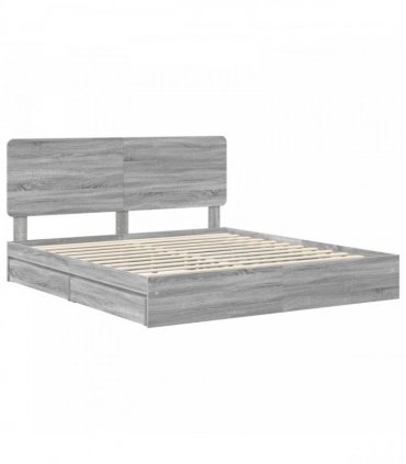 vidaXL Storage Bed Grey Sonoma 180 x 200 cm Engineered Wood — V0672009603