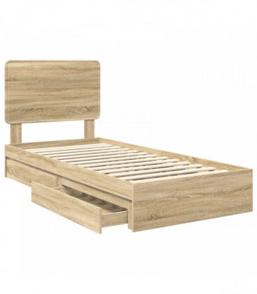 vidaXL Storage Bed with Drawer Sonoma Oak 90 x 200 cm Engineered Wood — V0672009627