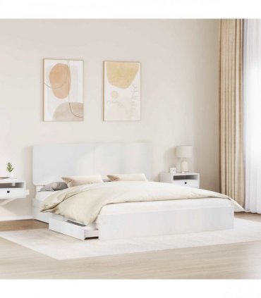 vidaXL Storage Bed with Headboard White 180 x 200 cm Engineered Wood — V0672009634