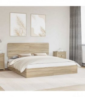 vidaXL Storage Bed with Drawer Sonoma Oak 180 x 200 cm Engineered Wood — V0672009645