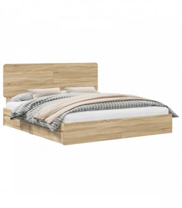 vidaXL Storage Bed with Drawer Sonoma Oak 180 x 200 cm Engineered Wood — V0672009645