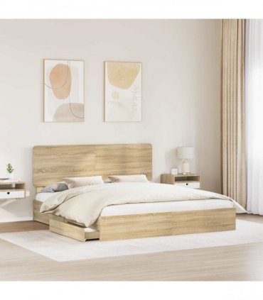 vidaXL Storage Bed with Drawer Sonoma Oak 180 x 200 cm Engineered Wood — V0672009645