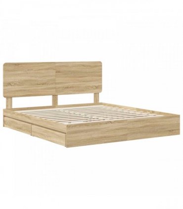 vidaXL Storage Bed with Drawer Sonoma Oak 180 x 200 cm Engineered Wood — V0672009645