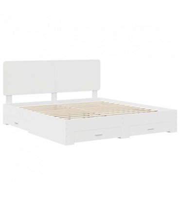 vidaXL Bed Frame with Headboard White 180 x 200 cm Engineered Wood — V0672009651