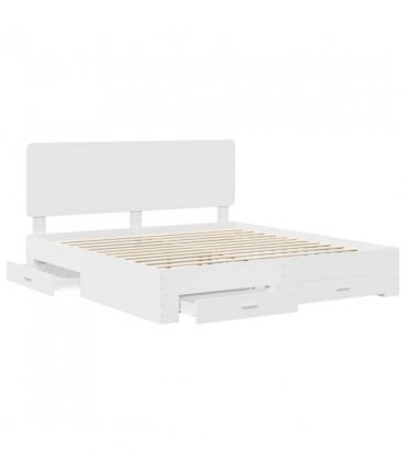 vidaXL Bed Frame with Headboard White 180 x 200 cm Engineered Wood — V0672009651