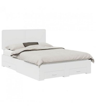vidaXL Bed Frame with Headboard White 160 x 200 cm Engineered Wood — V0672009654