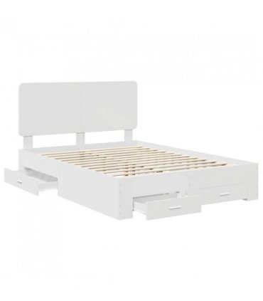 vidaXL Bed Frame with Headboard White 140 x 190 cm Engineered Wood — V0672009688