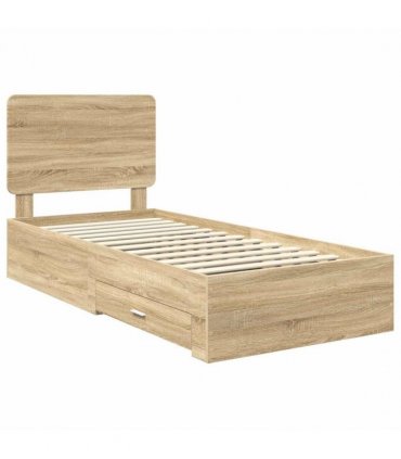 vidaXL Bed Frame with Headboard Sonoma Oak 75 x 190 cm Engineered Wood — V0672009710