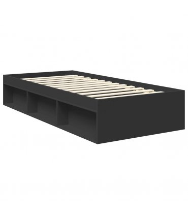 vidaXL Bed Frame with Headboard Black 90 x 200 cm Solid Pine Wood — V0672009750