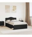 vidaXL Bed Frame with Headboard Black 120 x 200 cm Solid Pine Wood — V0672009759