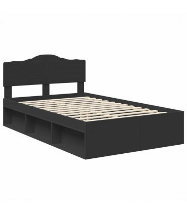vidaXL Bed Frame with Headboard Black 120 x 200 cm Solid Pine Wood — V0672009759