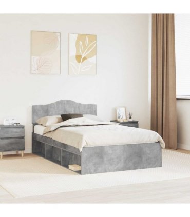 vidaXL Bed Frame with Headboard Concerte 120 x 190 cm Solid Pine Wood — Colour: Concrete grey — V0672009760