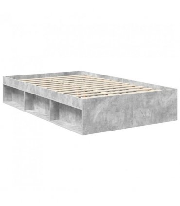 vidaXL Bed Frame with Headboard Concerte 120 x 190 cm Solid Pine Wood — Colour: Concrete grey — V0672009760