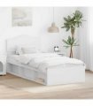vidaXL Bed Frame with Headboard White 100 x 200 cm Solid Pine Wood — V0672009779