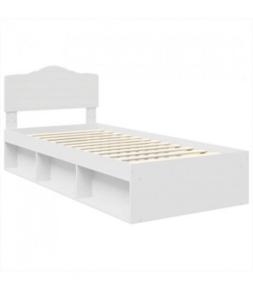 vidaXL Bed Frame with Headboard White 100 x 200 cm Solid Pine Wood — V0672009779
