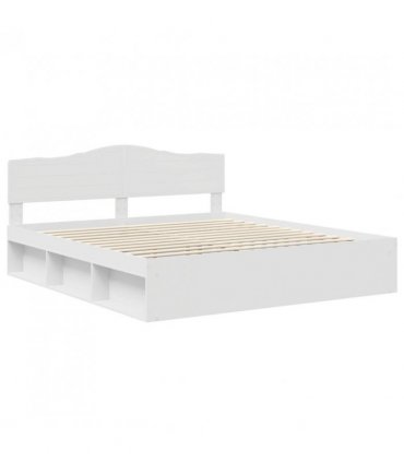 vidaXL Bed Frame with Headboard White 180 x 200 cm Solid Pine Wood — V0672009786