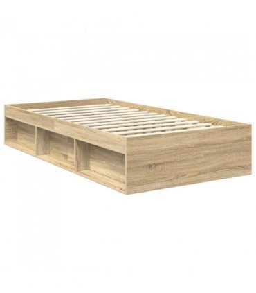 vidaXL Bed Frame with Headboard Sonoma 100 x 200 cm Solid Pine Wood — Colour: Sonoma oak — V0672009793