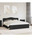 vidaXL Bed Frame with Headboard Black 180 x 200 cm Solid Pine Wood — V0672009804