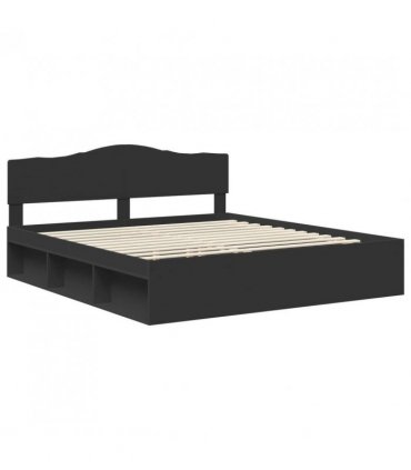 vidaXL Bed Frame with Headboard Black 180 x 200 cm Solid Pine Wood — V0672009804