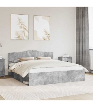 vidaXL Bed Frame with Headboard Concerte 180 x 200 cm Solid Pine Wood — Colour: Concrete grey — V0672009809
