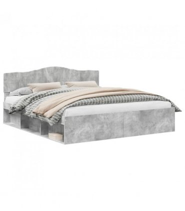 vidaXL Bed Frame with Headboard Concerte 180 x 200 cm Solid Pine Wood — Colour: Concrete grey — V0672009809