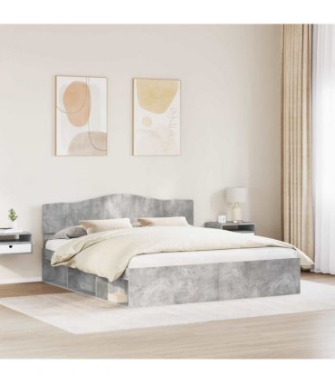 vidaXL Bed Frame with Headboard Concerte 180 x 200 cm Solid Pine Wood — Colour: Concrete grey — V0672009809