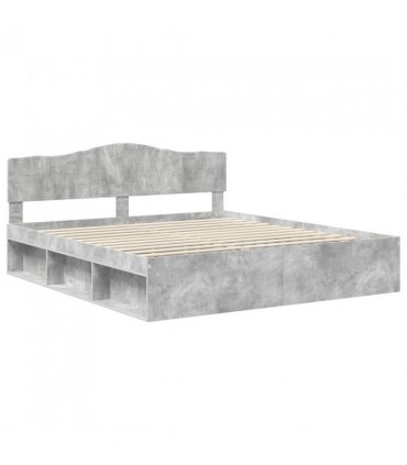 vidaXL Bed Frame with Headboard Concerte 180 x 200 cm Solid Pine Wood — Colour: Concrete grey — V0672009809